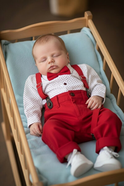 Butik Erkek Bebek Pamuklu Alttan çıt çıt lı Gömlek Ayarlababilir Pantolon Pap...