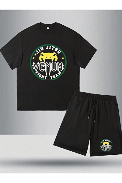HerTarzınTrendi Fight Team Printed Oversize Αμάνικο T-shirt & Venum Σορτς Ανδ...