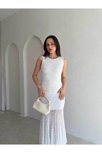 Mooi Butik Rochie midi RODRİ 1254 - Albă