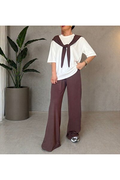 tmtoysandmore Γυναικείο μπλουζάκι oversized με λεπτομέρεια φουλάρι, σετ παντε...