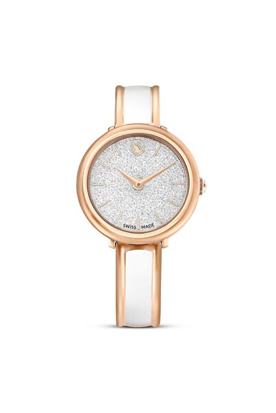 Swarovski ساعة كريستالاين بانجل سويسرية الصنع، سوار معدني مطلي باللون الذهبي ...