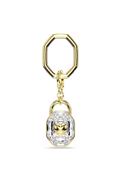 Swarovski سلسلة مفاتيح سيمبوليكا بقطع بيضاوي الشكل مطلية باللون الذهبي الأبيض