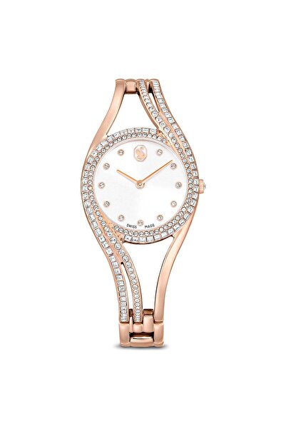 Swarovski Hyperbola Halka Bileklik Saat İsviçre Üretimi Rose Altin Tonu Pembe...