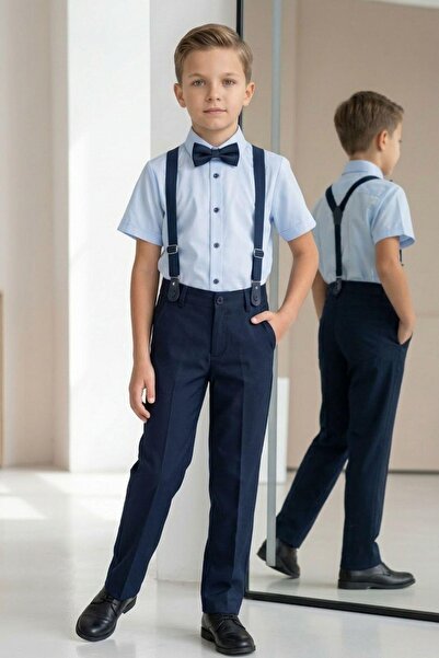 Pina Kids Αγορίστικο κοντομάνικο σετ δύο τεμαχίων με παπιγιόν και τιράντες