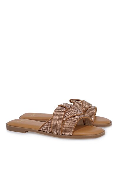 Exe Shoes Γυναικείες Παντόφλες 36W-071 ΡΟΖ ΧΡΥΣΟΣ ΣΤΡΑΣ U436W071137M