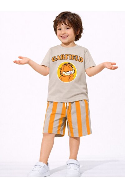bubiee baby Boy's Cotton Beige/Orange Striped Printed Short Sleeve Summer Top...