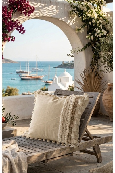 oiphome fashion designer Κάλυμμα μαξιλαριού Bohemian 50x50 από ακατέργαστο λι...