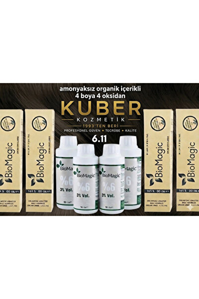 BIOMAGIC 6.11 Yoğun Küllü Koyu Kumral Organik İçerikli Amonyaksız Kalıcı Saç ...