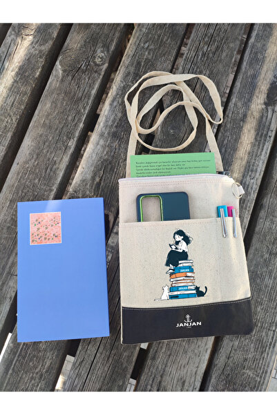 JANJAN Kitap Çantası,Kitap Kılıfı,Askılı Kitap Çantası,Tablet Çantası,Ebook Ç...
