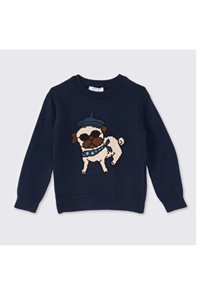 Panço Erkek Bebek Köpek Figürlü Triko Kazak 0-5 Yaş LACİVERT