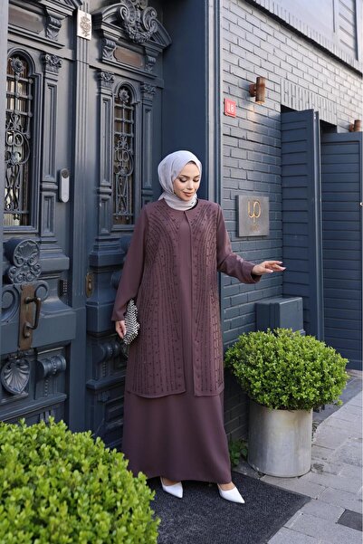 GÖZDE GİYİM BÜYÜK BEDEN YAĞMUR TAŞLI ANNE ELBİSE