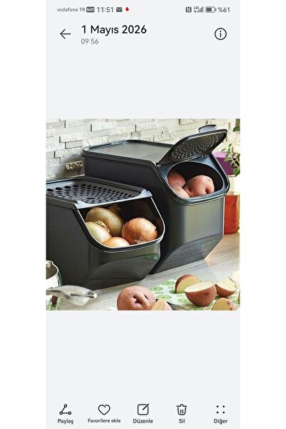 Tupperware Patates 5.5 LT ve Soğan 3.5 LT Kiler.