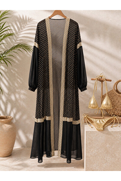 Bonitas Beachwear كيمونو شيفون باريرو بتفاصيل ذهبية