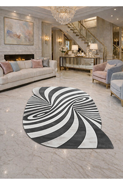 Rugs Modern Halı SDT Beyaz Girdap Desenli Modern Dokuma Taban Dekoratif Halı ...