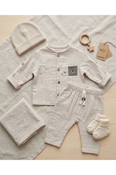 Bistyle Gots Etiketli - Erkek Bebek&Çocuk Organik Müslin 2'li Takım - %100 Or...