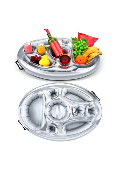 unbranded Floating pool tray FLOATPLATI 71x56 cm, 4 drink holders + 4 compart...