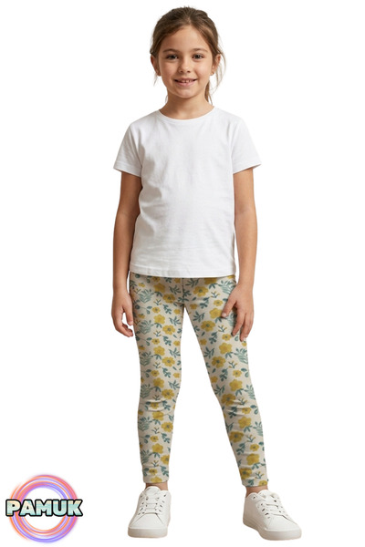 United Fabrics Patterned Children's Tights - Yellow Floral Patterned Girls' T...