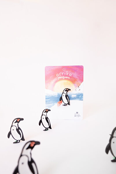 Studio Keefla Afrika Pengueni - Metal Hediyelik Broş Enamel Pin Rozet