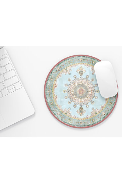 riyaz Halı Desenli 35 Yuvarlak Mousepad, Mouse Pad, Çap: 19,50 cm