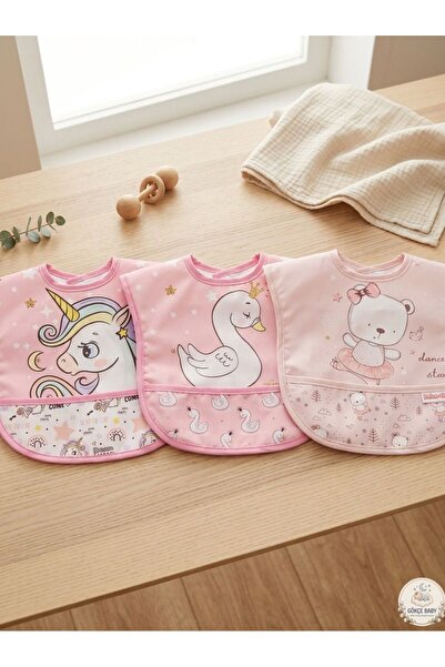 3'Lü Set Kısa Kollu Bağlamalı Ayarlanabilir Sıvı Geçirmez Aktivite ve Mama Önlüğü