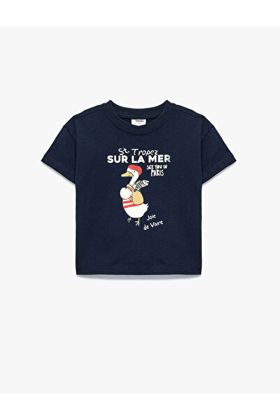 Koton Cotton Printed Navy Blue Baby Boy T-Shirt 6Smb10168Tk
