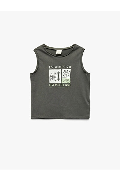 Koton تي شيرت مطبوع بدون أكمام للأولاد من أنثراسايت 6SMB30001TK