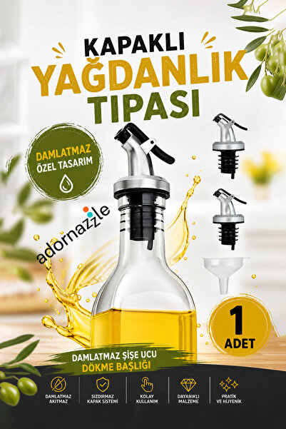 adornazzle Kapaklı Yağdanlık Tıpası, Damlatmaz Şişe Ucu Dökme Başlığı, Damlal...