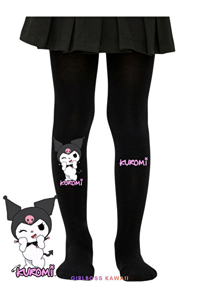 Girlboss Kawaii Kuromi siyah mus külotlu çorap mat opak yeni seri