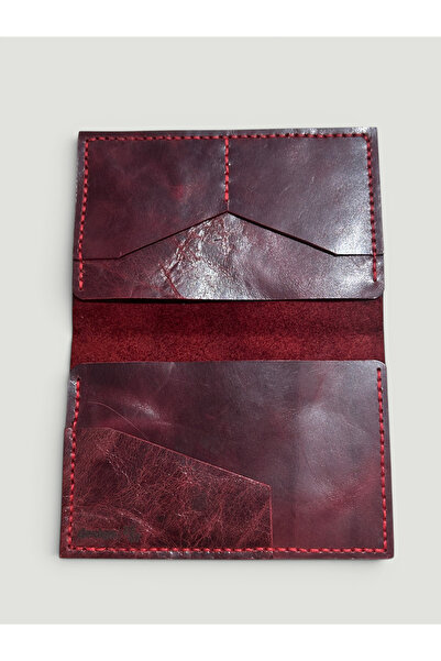 Design 25.07 - Hakiki Dana Derisi El Yapımı Pasaport Kılıfı - Vintage Bordo