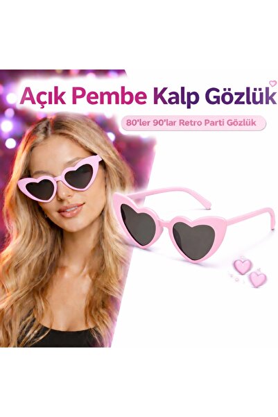 NW NessiWorld Pink Retro Heart Glasses – 80S 90S Style Party Glasses