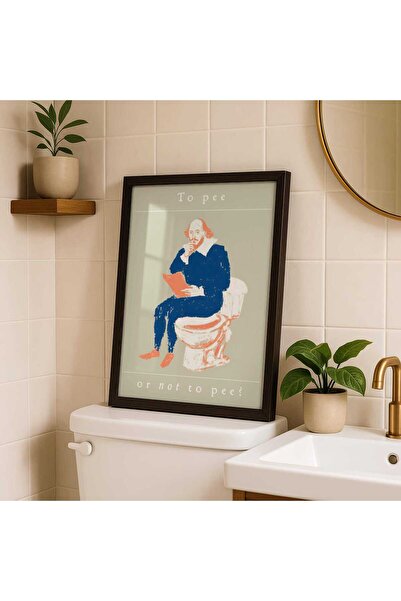 NinaStore Komik Shakespeare Banyo Baskısı – İşemek mi, İşememek mi? Duvar San...