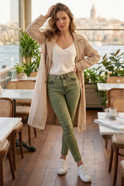 ZEE RUCCİ JEANS Retro Yeşil - Skinny Kot Pantolon