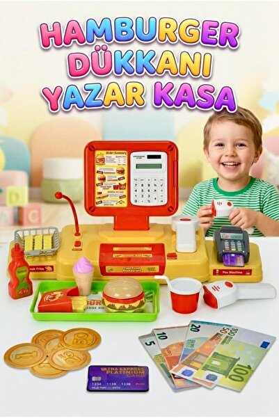 Tıfıl Toys Hamburger Dükkanım! Işıklı Sesli Barkod Okuyuculu Tartılı Pos Maki...