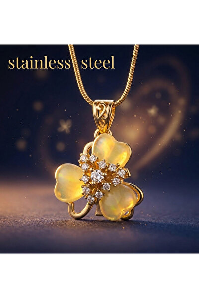 stainless steell سلسلة ذهبية اللون بتصميم قلب دوار، قلادة من الفولاذ المقاوم ...