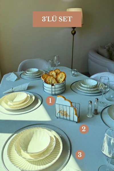 Edora Home Set od 3 mat srebrna seta od 6 Supla kaveza za salvete, okrugla ko...