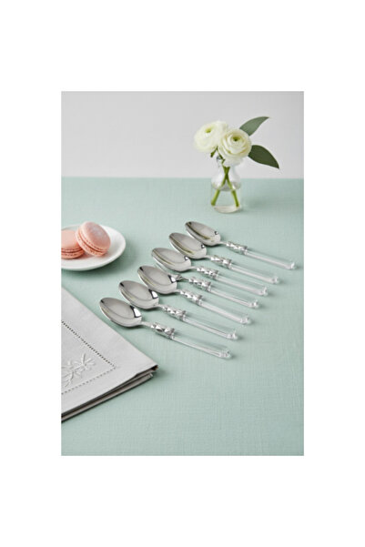 CRİSTAL Set of 6 Stainless Steel Transparent Dessert Spoons