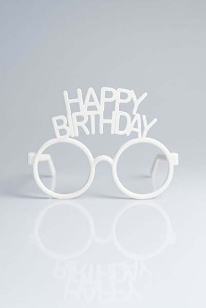 nextprintX Happy Birthday Parti Gözlüğü – Beyaz Doğum Günü Gözlüğü