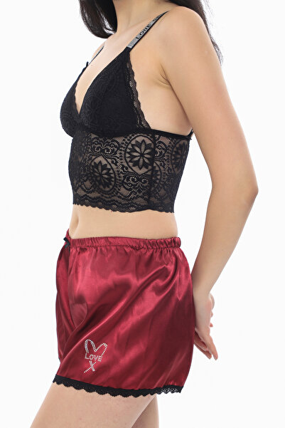 Mistressia Satin Shorts Bustier Stoned Set Outlet.