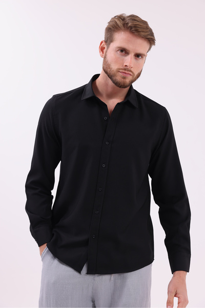 NIVARO Regular Fit Long Sleeve Breathable Linen Textured Easy-Iron Comfortabl...