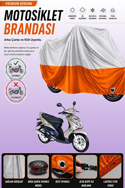 Cemku Double Gray Top - Orange Bottom, Rear Bag Compatible Bisan Teos 125 Mot...