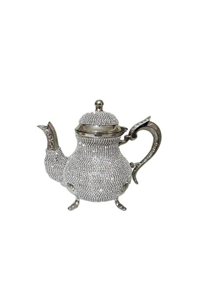 Bakır Demlik Metal Çaydanlık Kristal Taş Işlemeli Lüx Bakır Demlik Çaydanlık Seti Taşlı Şık Dekoratif Metal Demlik Çeyizlik Sunumluk Demlik Çaydanlık 1500 ML Gold - Gümüş - Renkli Taşlı Hediyelik