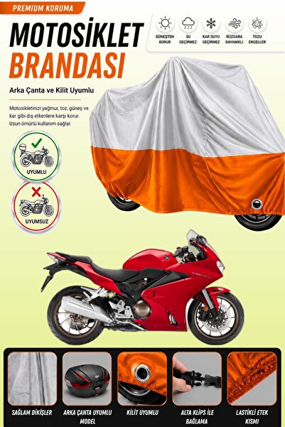 Cemku Double Gray Top - Orange Bottom, Rear Bag Compatible Honda Vfr 800 Moto...