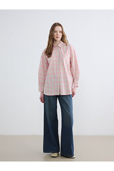 LC Waikiki Ekose Oversize Kadın Gömlek