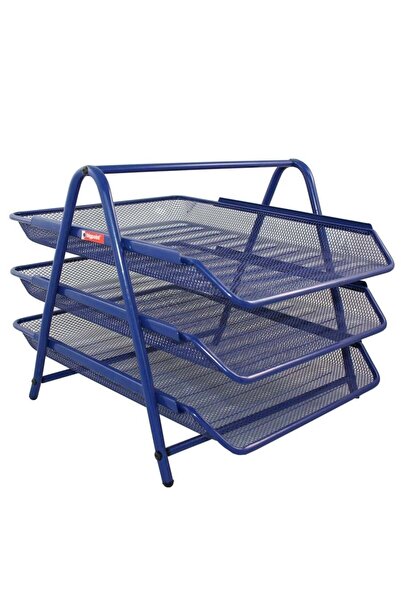 Bigpoint Metal Perforated Document Rack Set of 3 Blue – Bp413-35