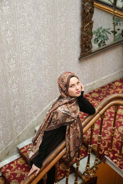 ENRİCO FERRİ Amore Ivy Pattern Shawl - Mink-Brown