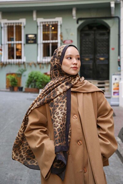 ENRİCO FERRİ Allure Leopard Pattern Shawl - Bitter Brown-Tan