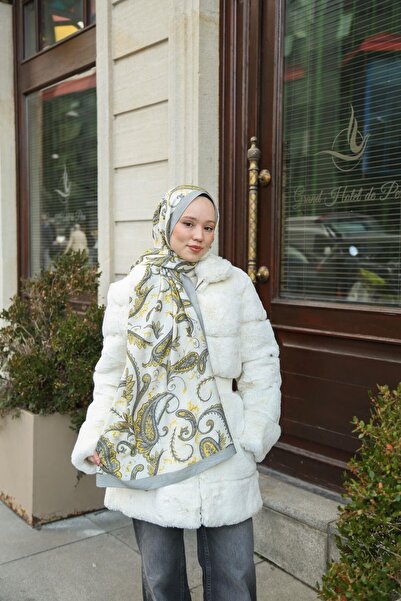 ENRİCO FERRİ Noa Motif Patterned Shawl - White-Grey