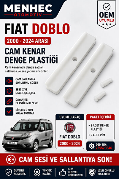 Menhec Otomotiv Fiat Doblo 2000-2024 Cam Kenar Denge Plastiği Seti 2’li OEM 7...