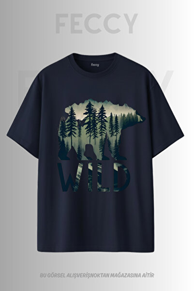 FECCY Tricou unisex supradimensionat cu imprimeu Wild Bear, tematică vânător,...