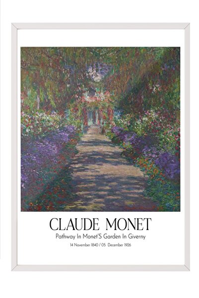 Postifull Klod Monet - Staza u Monetovoj bašti u Živerniju, slika u belom okv...